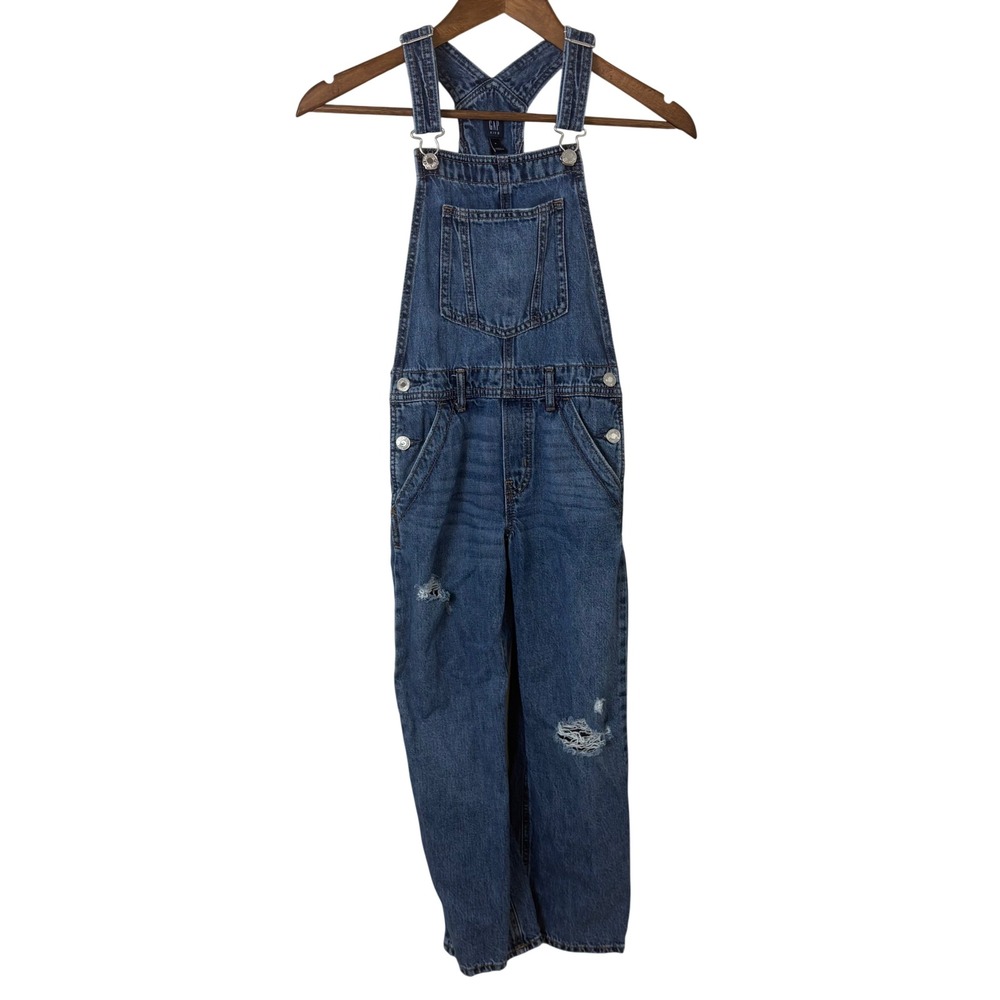 Gap Kids Denim Overalls Kids Size M Blue Distressed Cabin Outdoor Chore